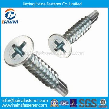 China Proveedor en almacén acero inoxidable DIN7504-P Tornillos de perforación de cabeza avellanada con rosca roscada
